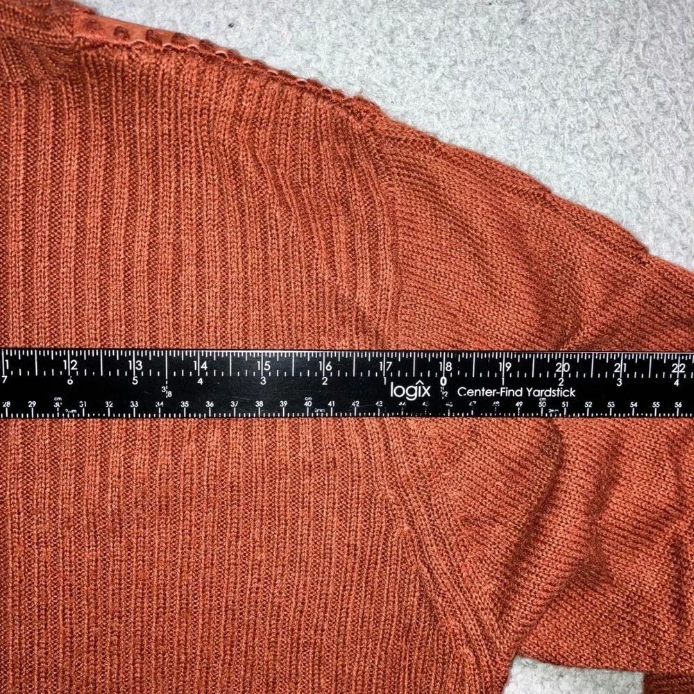 Vtg Leather Patchwork Sweater Mens L Rust Orange Knit‎ Two Way Zip Mock Neck y2k